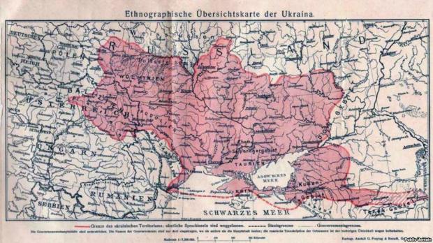 Етнографічна оглядова карта України, видана у Відні в 1914-му чи в 1916 році