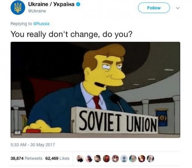 @Украина вырезала кадр из "Симпсонов" в ответ на сообщение @России