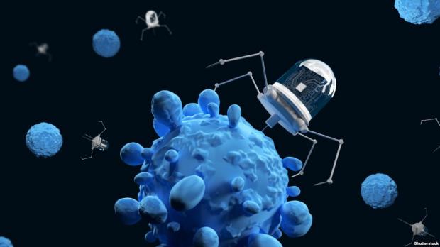 3D-ілюстрація нанобота, який атакує ракові клітини