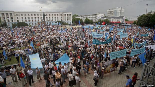 18 травня 2013 року - мітинг в Криму в пам'ять про жертв депортації кримських татар. Після анексії мітинги на півострові під забороною