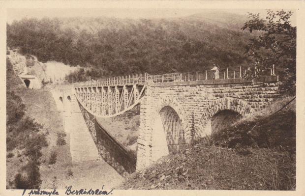 Старе фото Бескидського тунелю і мосту біля нього