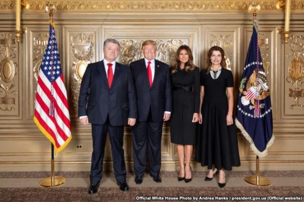 Президент США Дональд Трамп та перша леді Меланія Трамп під час зустрічі з президентом України Петром Порошенком та пані Мариною Порошенко. Нью-Йорк, 24 вересня 2018 року