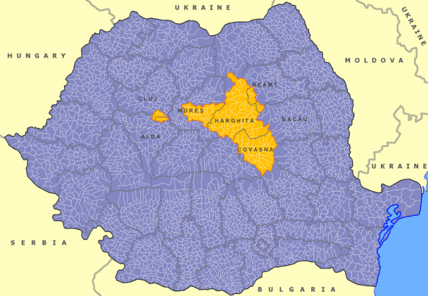 Територія проживання угорців в Румунії