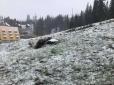 Йшов останній день весни..: Карпати продовжує засипати снігом (відео)