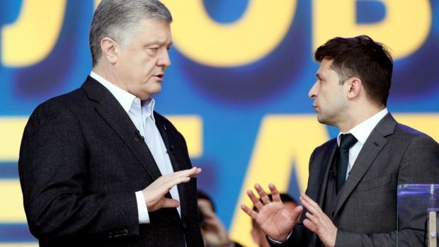 Петро Порошенко та Володимир Зеленський на дебатах 2019 року
